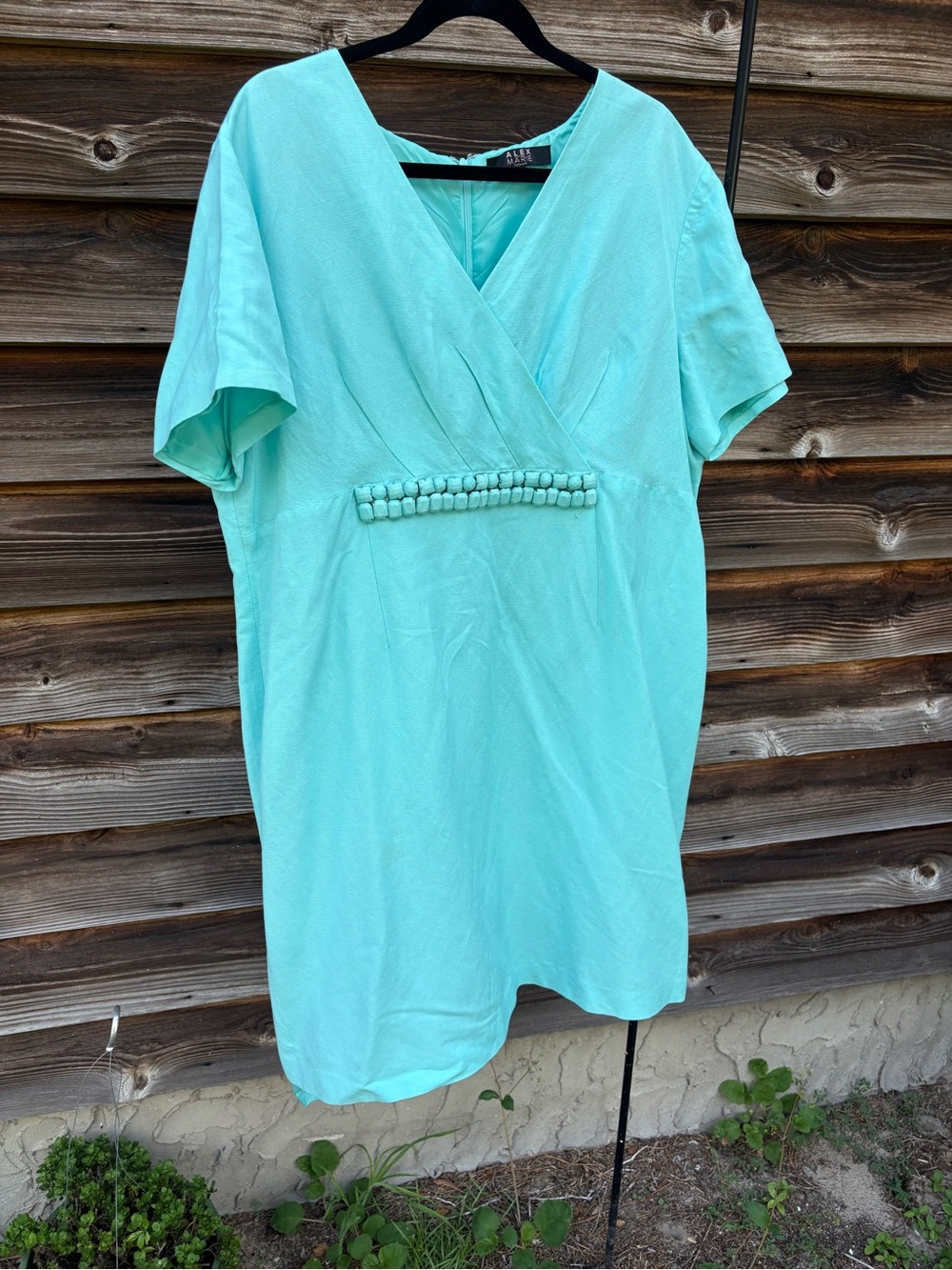 Alex Marie Mint Green V-Neck Dresswith Beaded Waist